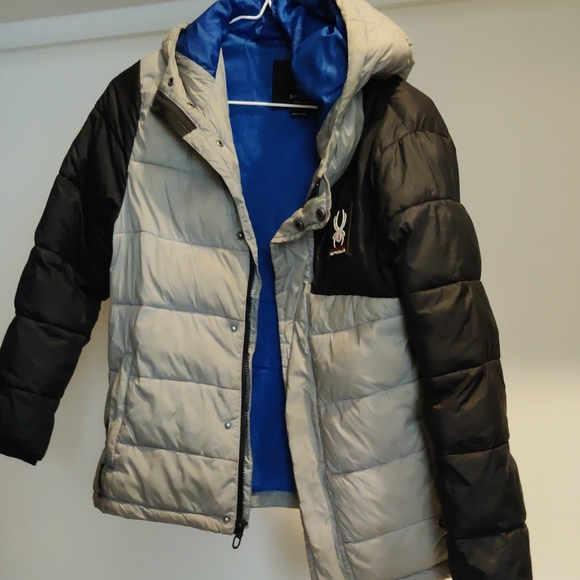 Spyder Black and Gray Puffer Jacket with Insulated Design Medium Boys 10/12 - Picture 1 of 4
